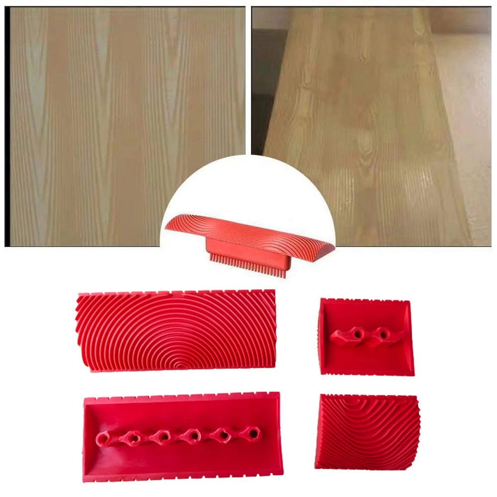 2pcsPaint silindirleri kauçuk ahşap tahıl rulo boya fırçası DIY boyama dekorasyon alet sapı duvar kabartma doku fırça fırça