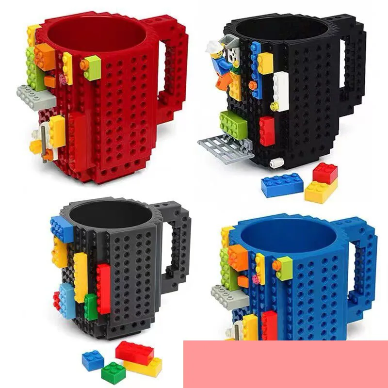 360ml Cute Coffee Travel Tea Mug Lego Compatible Build-On Brick Milk Plastic Creative Cup Water Holder Drinking Christmas Mugs