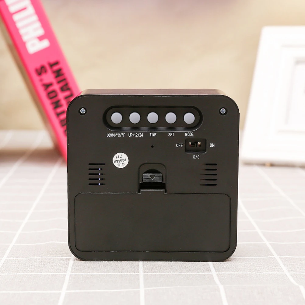 

Home Clock Electronic Temperature Alarm Clock Time Date Month Week Display Safe Smooth Base Easy to Read