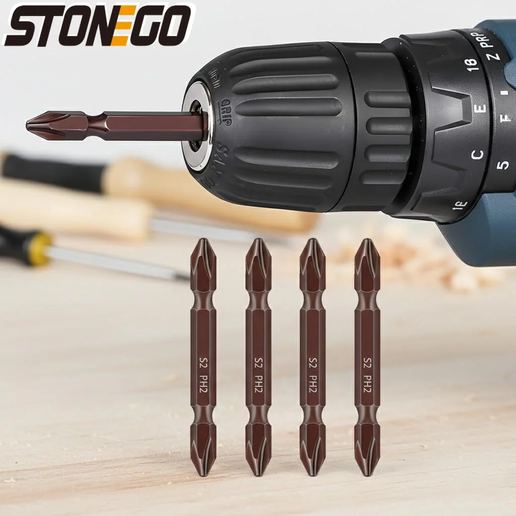 S2 Alloy Steel PH2 Screwdriver Heads Magnetic Double Head 65mm 100mm 150mm High Hardness for Electric Drills