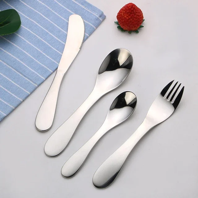 

#ForToddler Silverware 18/0 Toddler Cutlery Baby Silverware Cutlery Set Children's Knife Stainless Steel Cutlery Set Spoon