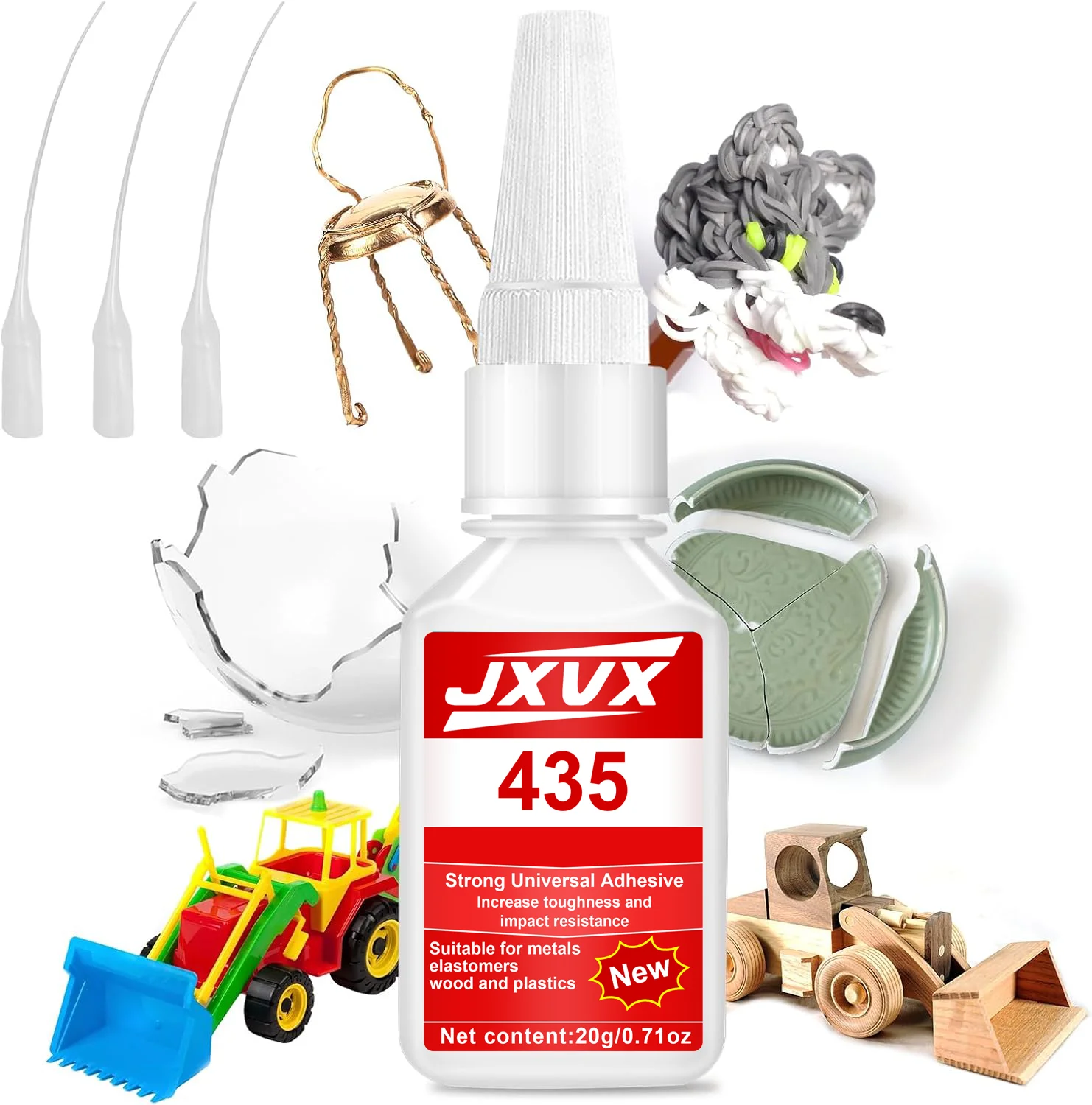 JXVX New updated 435 Super cyanoacrylate adhesive, instant drying in 5 seconds, waterproof, stable and versatile.