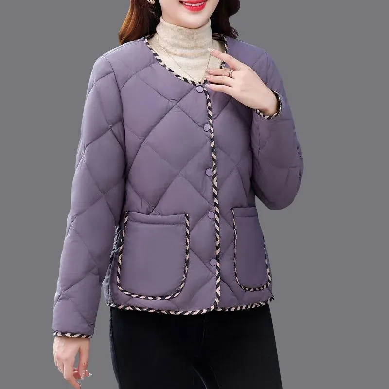 2023 New Women's Down Cotton Coat Fashion Autumn Winter Jacket Short Lightweight Warm Cotton Padded Outerwear Female Tops