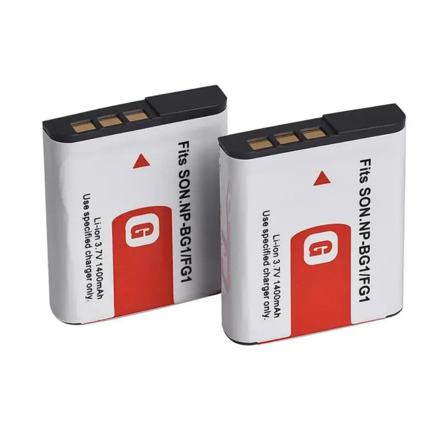 2 uds NP-BG1 NP-FG1 3,7 V 1400mah batería de repuesto para cámara Sony DSC-W30 W50 W390 W380 W350 W360 DSC-H3 H7 H9 H10 H20 H50 H55