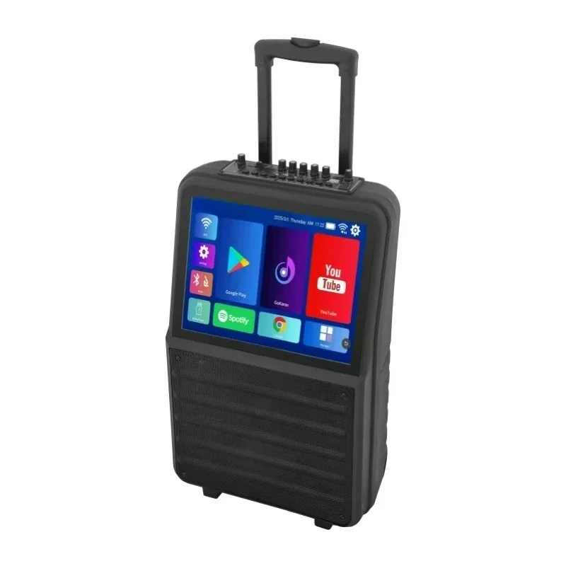 High-power 10'' Woofer 2-way 2g Ram/64g Rom Mobile Portable Trolley Wireless Wifi Karaoke Ktv Singing Machine with 15.1'' Screen
