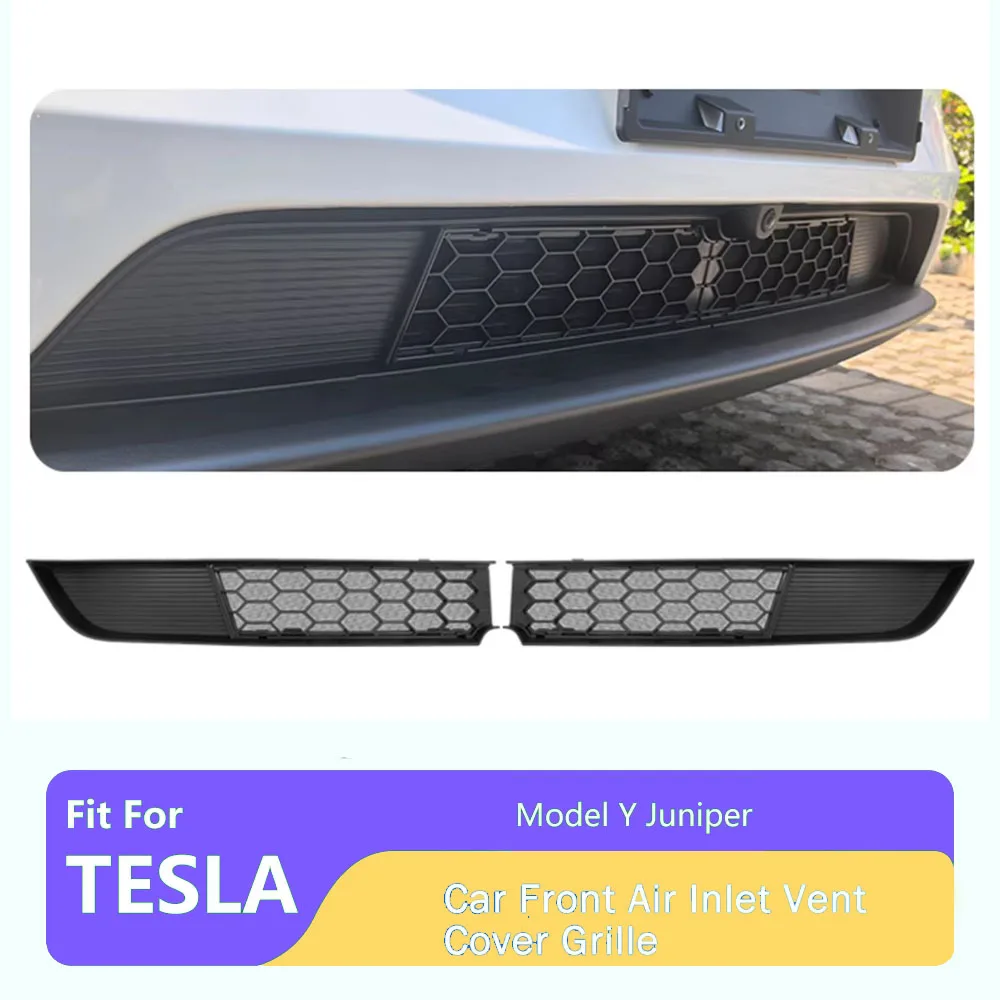 NewCar المضادة للحشرات الجبهة شبكة مصبغة شبكة ل تسلا ModelY Juniper 2025 مدخل الهواء تنفيس مصبغة الحرس غطاء حامي الملحقات