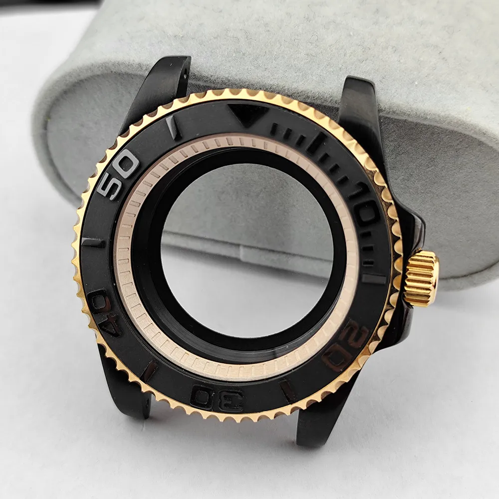 40,5mm Edelstahlgehäuse passend für NH35/NH36 Uhrwerk, Saphirglas, Ersatzteile, Zubehör, Silber, Schwarz, Roségold, Yacht-Uhrenbox – Detail 23