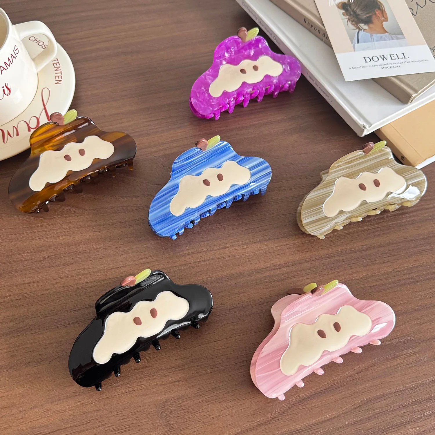 Retro Plaid Hair Claw Clips Preppy Style Grid Pattern Acrylic Shark Claw Clip Large Strong Hold Hair Jaw Claw For Women Girls Th