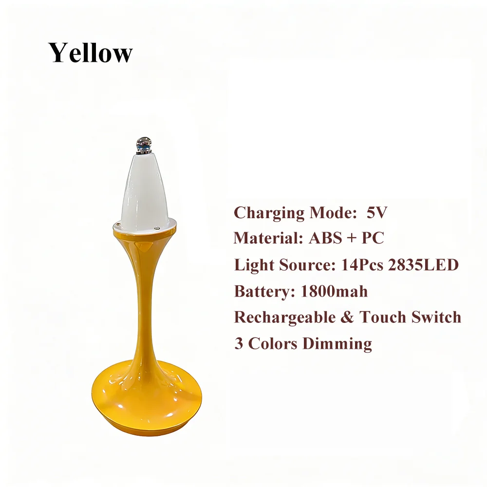 KFV Pilzdesign 3-Farben-Dimmbare Tischlampe USB Wiederaufladbar Touch-Bedienung Einstellbare Temperatur Raumdekoration Schreibtischleuchte