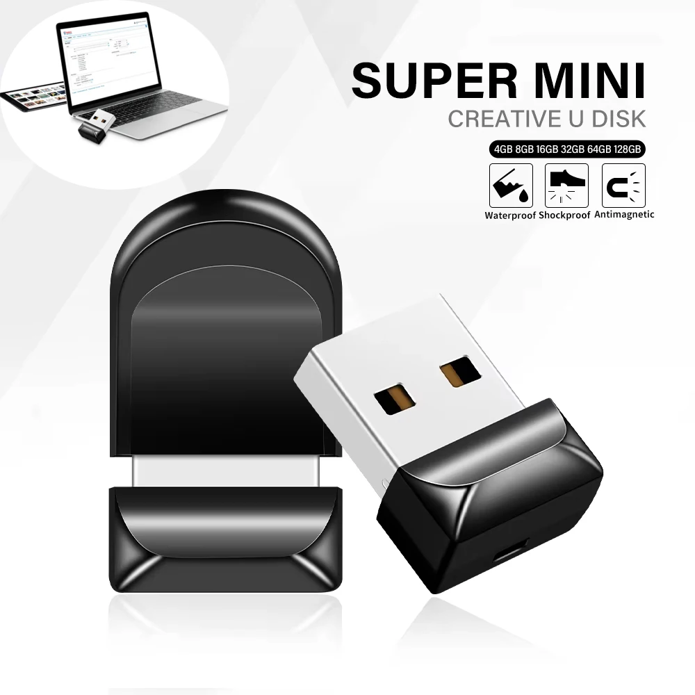 

Black Mini Pen Drive 128GB High Speed Memory Stick Pen Drive 64GB USB 2.0 Oval Flash Drive Convenient Business Gifts Key Chain
