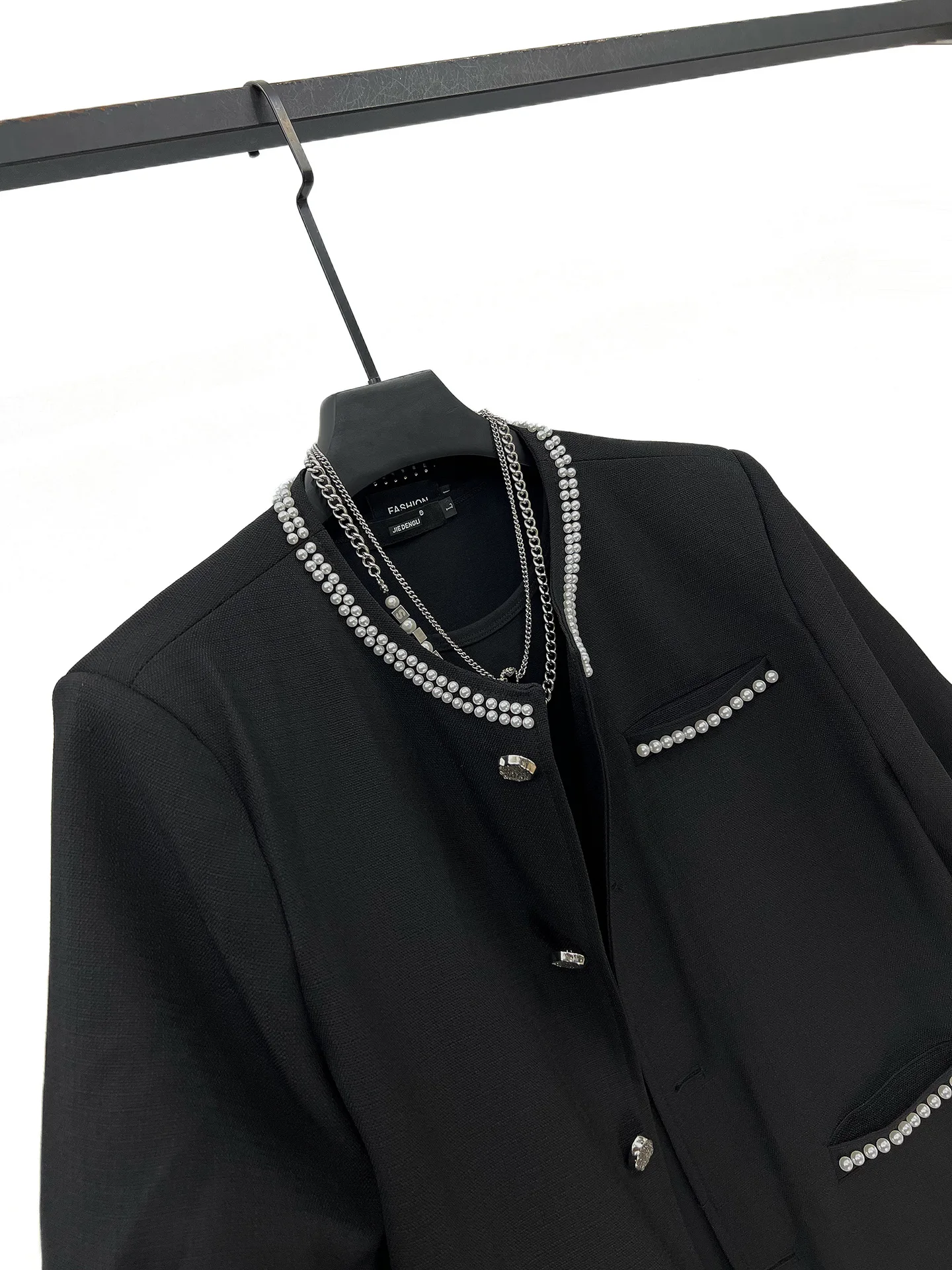 High-end Beaded Single-breasted Short-sleeve Jackets Men's 2025 Summer New Trendy Loose Comfort Coats Shoulder Padded Jackets