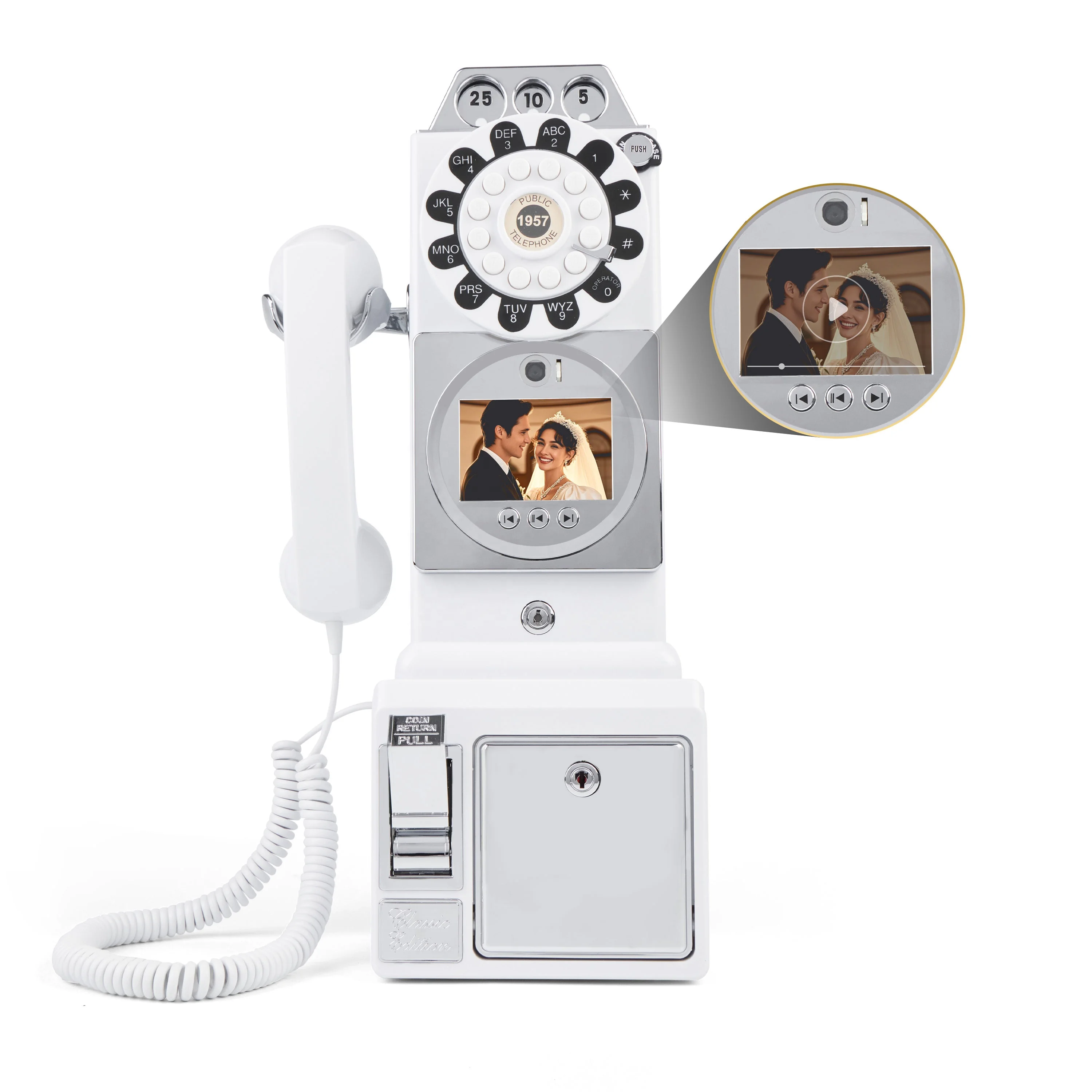 1080P HD Video Guest Book - Antique Wall Phone Camera for Wedding/Birthday/Graduation Events