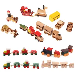 Christmas Handmade Wooden Music Box DIY Car Train Assembly Music Box Base Small Ornament Micro Landscape Navidad New Year Gift
