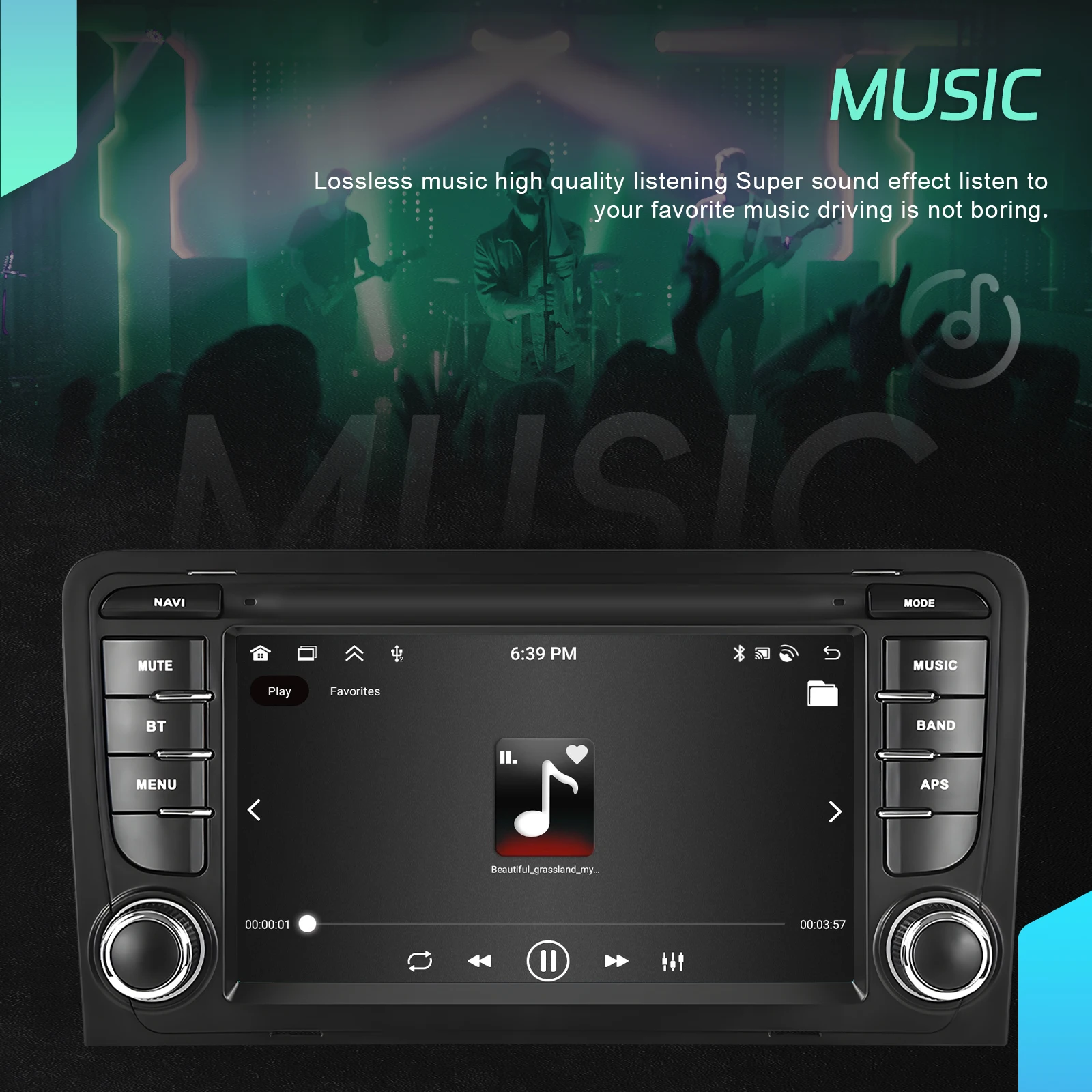 Podofo 7 Zoll 2 Din Autoradio Multimedia-Player für Audi A3 8P/A3 8P1 3-Türer Schrägheck/S3 8P/RS3 Sportback 6+128G HD Kapazitiver Touchscreen Kabelloses Carplay Android Auto Mirror Link Auto-Audiosystem WIFI GPS BT FM/RDS Autoradio Stereo – Detail 6
