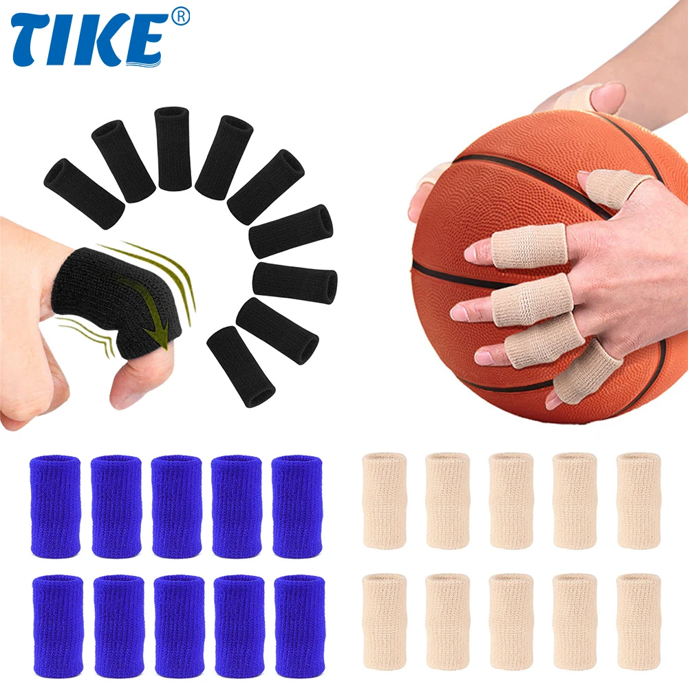 TIKE 10Pcs/Set Elastic Sports Finger Sleeves Arthritis Support Finger Guard Outdoor Basketball Volleyball Finger Protection New