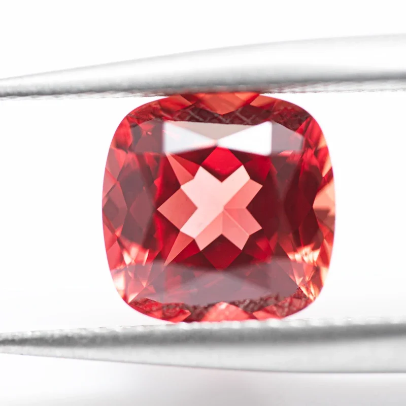 Top Lab Grown Sapphire Sunset Red Color Square Cushion VVS1 Charms Beads Diy Jewelry Making Materials Selectable AGL Certificate