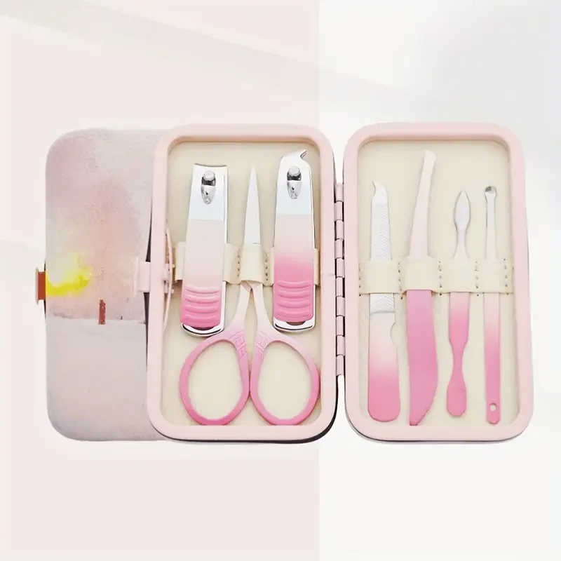 7/10/13/19pcs Nail Clippers Manicure Tool Set, With Portable Travel Case, Cuticle Nippers And Cutter Kit, Professional Nail Clip