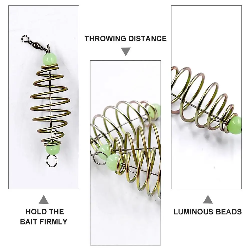 

24 Pcs Luminous Bead Spring Fishing Bait Cage Carbon Steel Lightweight Feeder Cages Accessories for Streams Fake Hanger Tool