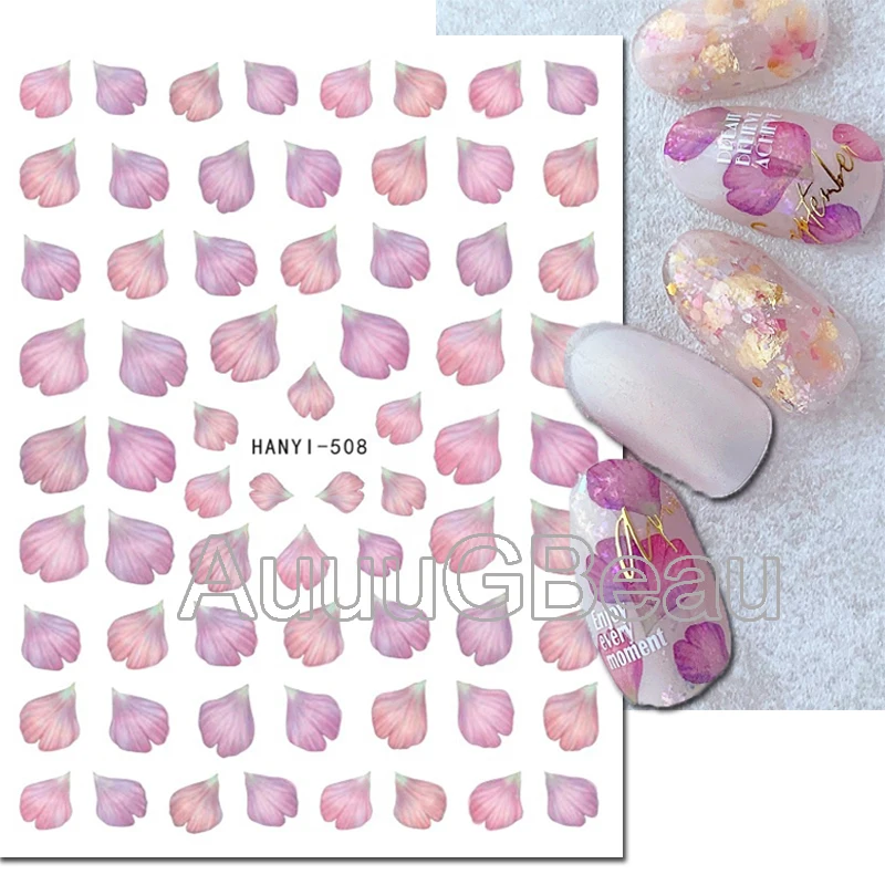 Nail Art 3d Aufkleber Aquarell Blumen rosa Blüten blätter Blumen Kleber Schieber Nagel Aufkleber für Nagel Maniküre