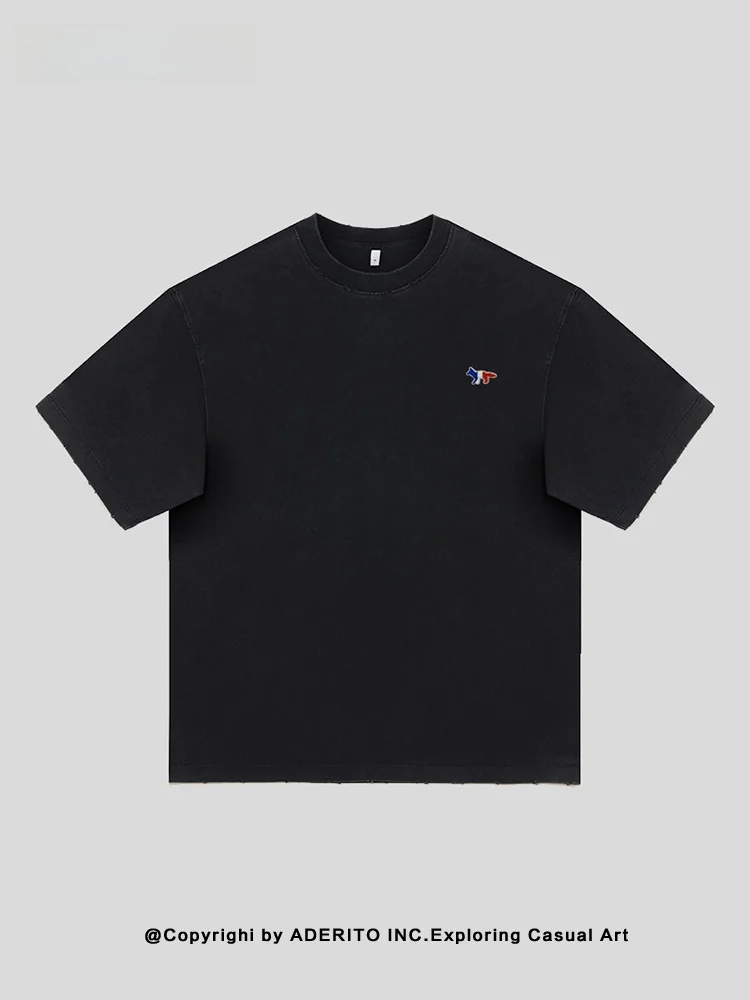 

Loose Fit round Ne ort Sve T-irt Embroidered Design Youthful Sle Breathable Cotton Casual Wear for Men And Women