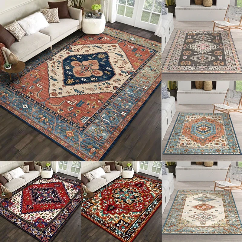 American Bohemian Ethnic Style Festive Red Carpet Living Room Sofa Bedroom Study Kitchen Entrance Door Mat Non-slip Decor Rug