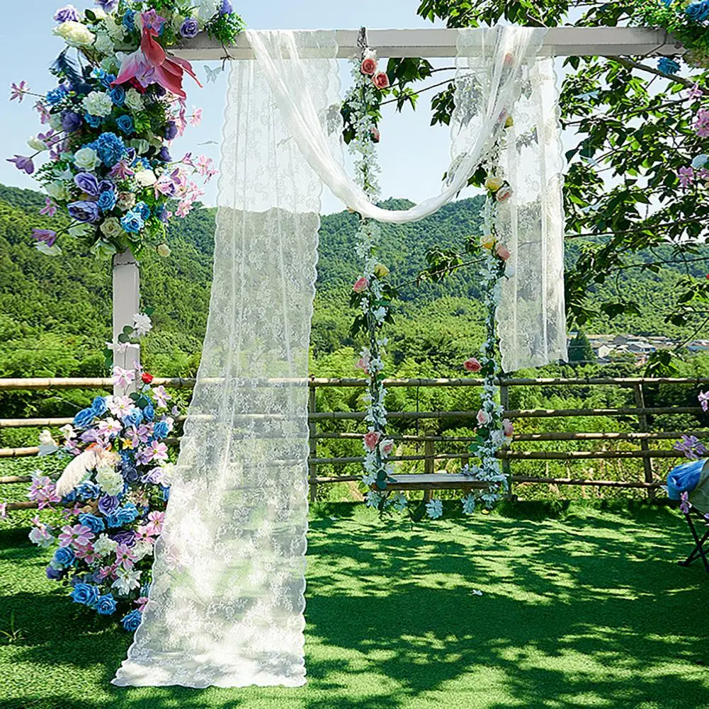 Reusable Lace Decoration Lace Curtain Wedding Arch Draping Fabric White Lace Sheer Backdrop Curtain Bridal Shower Decoration