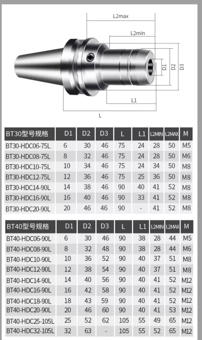 أدوات الكمبيوتر BT حامل الأدوات الهيدروليكية عالية الدقة الهيدروليكية تشاك أداة عرقوب BT30 PHC06 PHC08 HDC10 HDC12 HDC16 كوليت #6