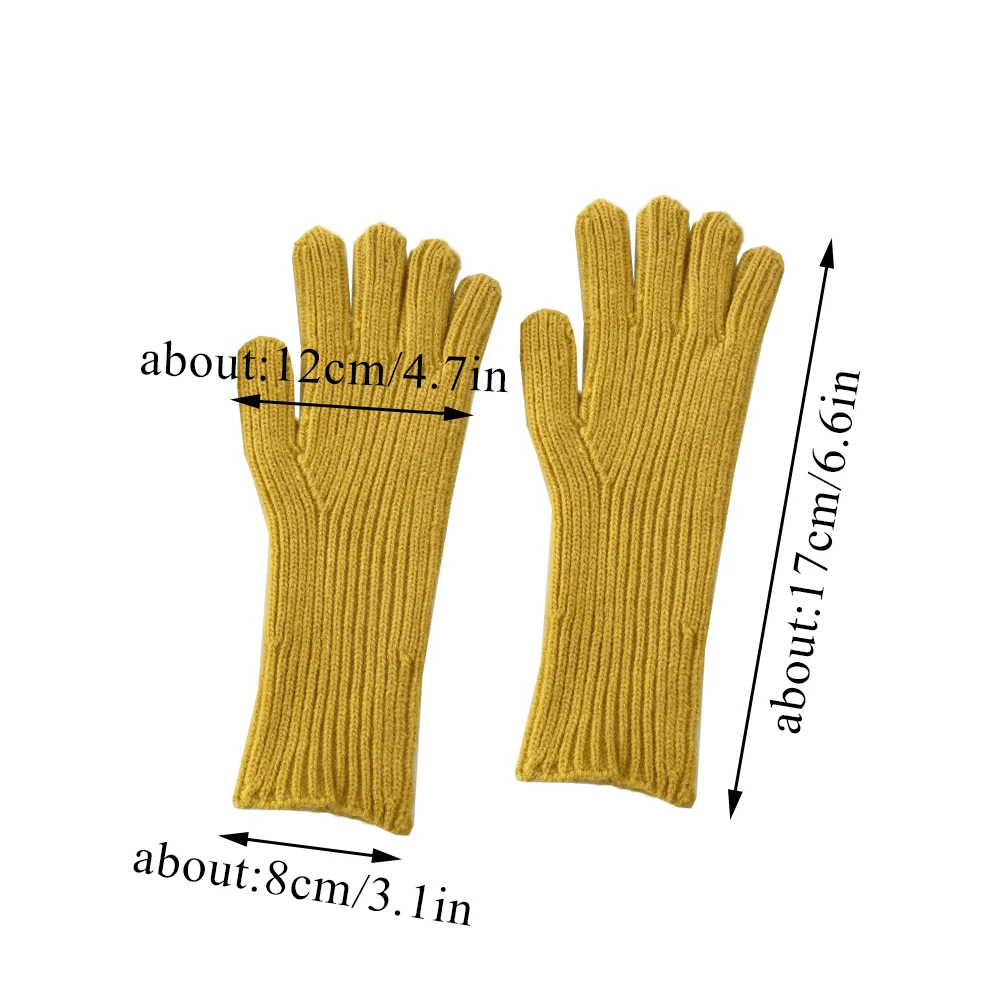 Knitted Full Fingers Gloves Touch Screen Gloves For Playing Phone Winter Thicken Warm Outdoor Skiing Gloves Stretch Mittens