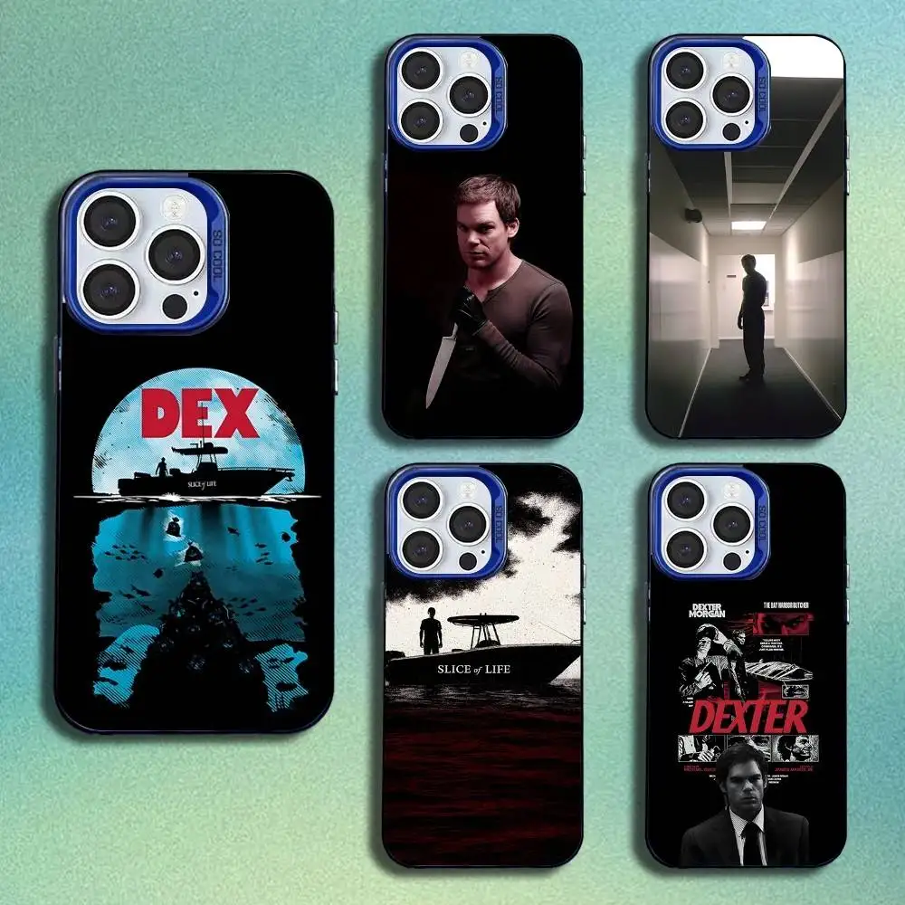 

Dexter M-Morgan Phone Case For iPhone 16,15,14,13,12,11,Mini,Pro,SE,MAX Blue Matte Silicone Cover