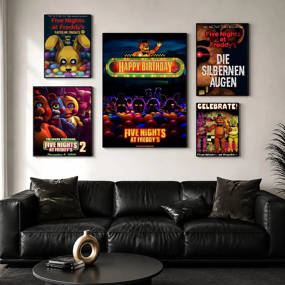 Classic F-Five Nights-at Freddy's Poster Perfect Sticker Self Adhesive for Office Home Theater Wall Art Decor Fancy Gift