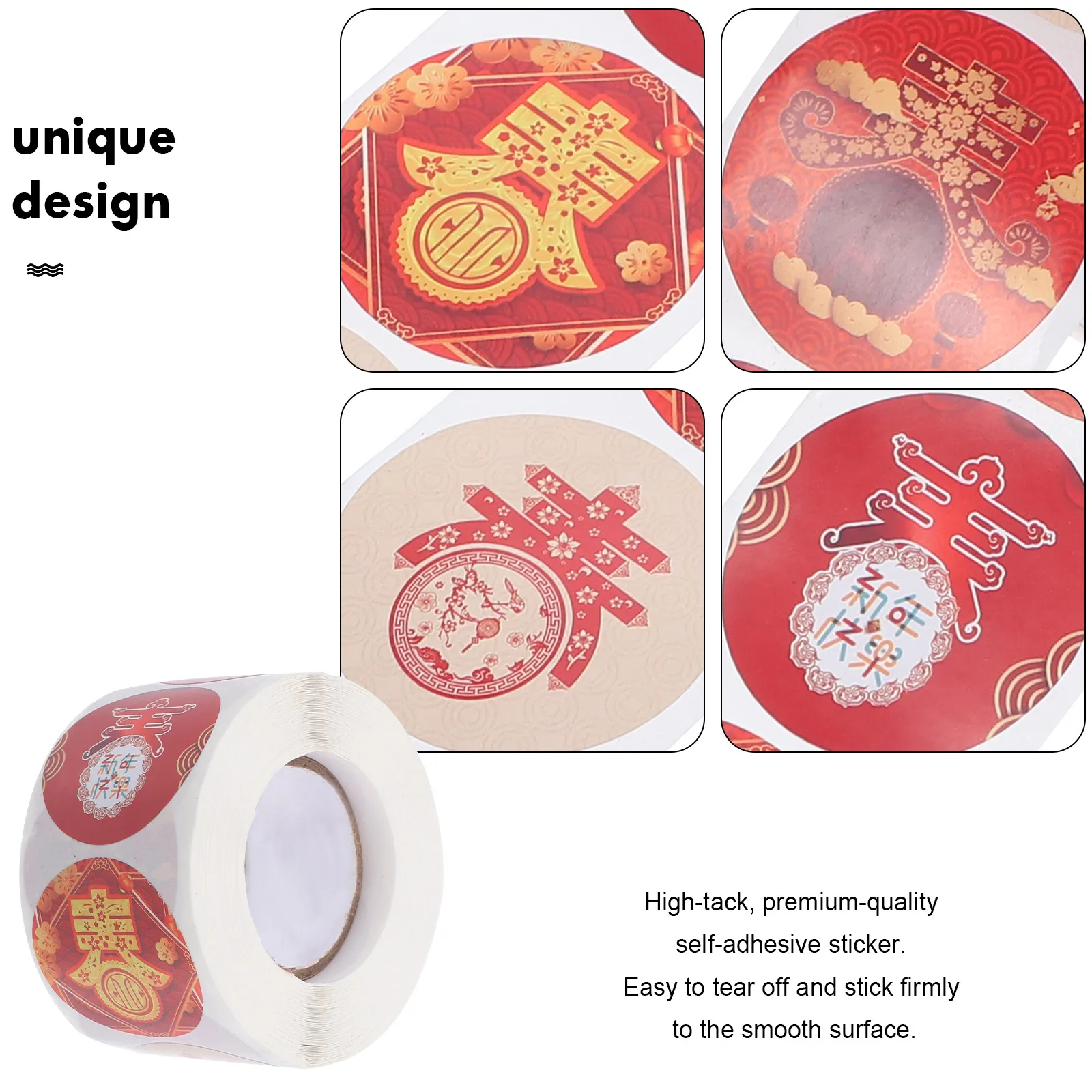 

New Year Decoration Stickers Self Adhesive Labels Ox Decorations Round Years Eve Chocolate Sticker Roll Premium Quality High