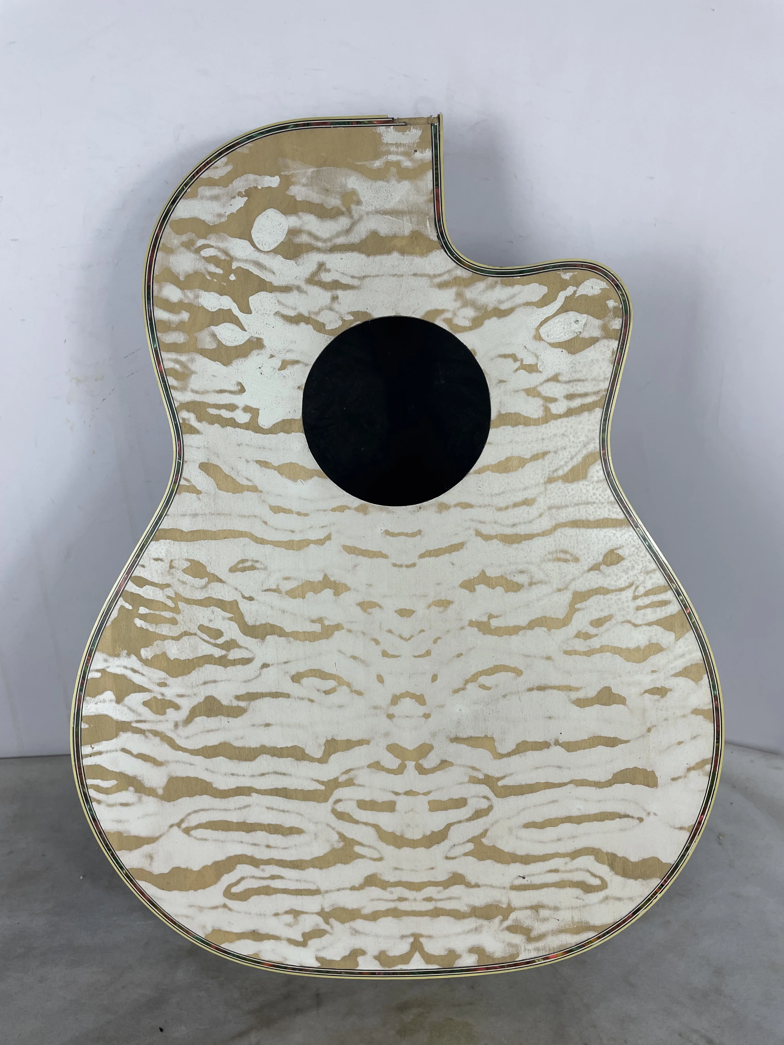 Unfinished Semi-Finished Acoustic Guitar Barrel, 6 Strings, Round Back, Ovation Model, Cutaway Design, Undyed, 1Pc