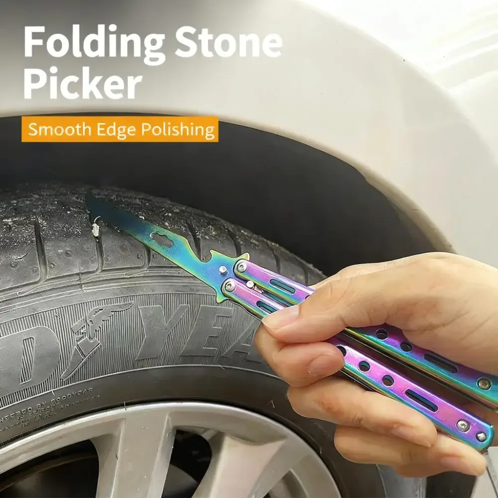 

Stainless steel folding car tire cleaning hook, stone digging hook, auto stone picking tools