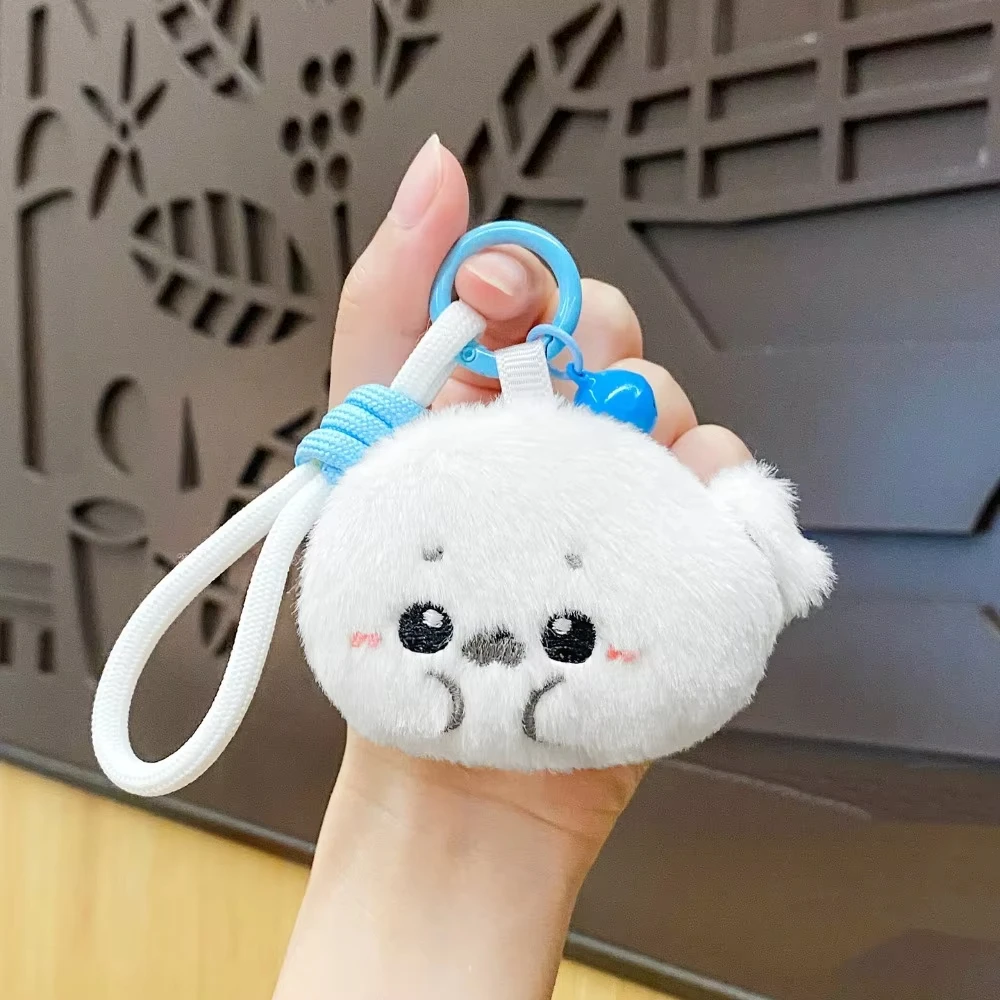Cute Seals Sea Otter Baby Keychain Plush Seal Figurine Hanging Pendant Keyrings Student Schoolbag Key Chain Pendant Charm Gifts