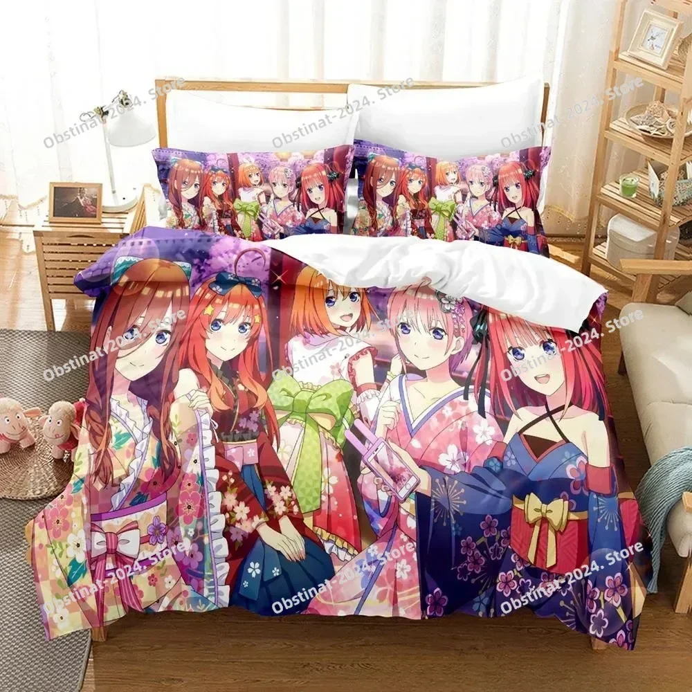 Anime Kawaii Girls The Quintessential Quintuplets Bedding Set Duvet Cover Full Queen King Size Pillowcase Bed Print Single Twin