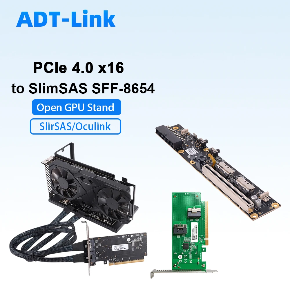 

PCIe 4.0 x16 to SlimSAS 8654 eGPU Dock Stand External Graphics Card GPU Adapter Low Profile Rear Bracket GDS1-SFX PSU Compatible
