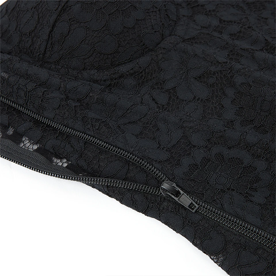 Wechery Damen Spitzenkorsett-Oberteil mit Reißverschluss vorne, Bustier, Taillenformer, Schnürung hinten, sexy Dessous, Y2K Gothic Camisole Tanktops – Detail 18
