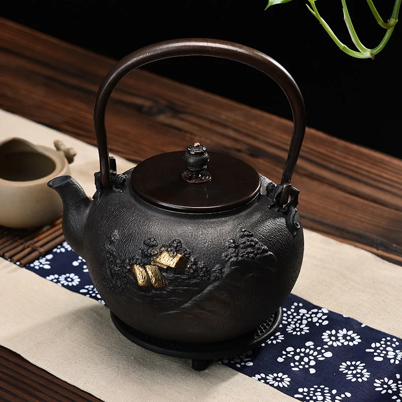 1400ml Yamano Family Japanese Uncoated Cast Iron Teapot Boiling Water Breaking Teapot Handmade Healthy Tea Maker Household teapo