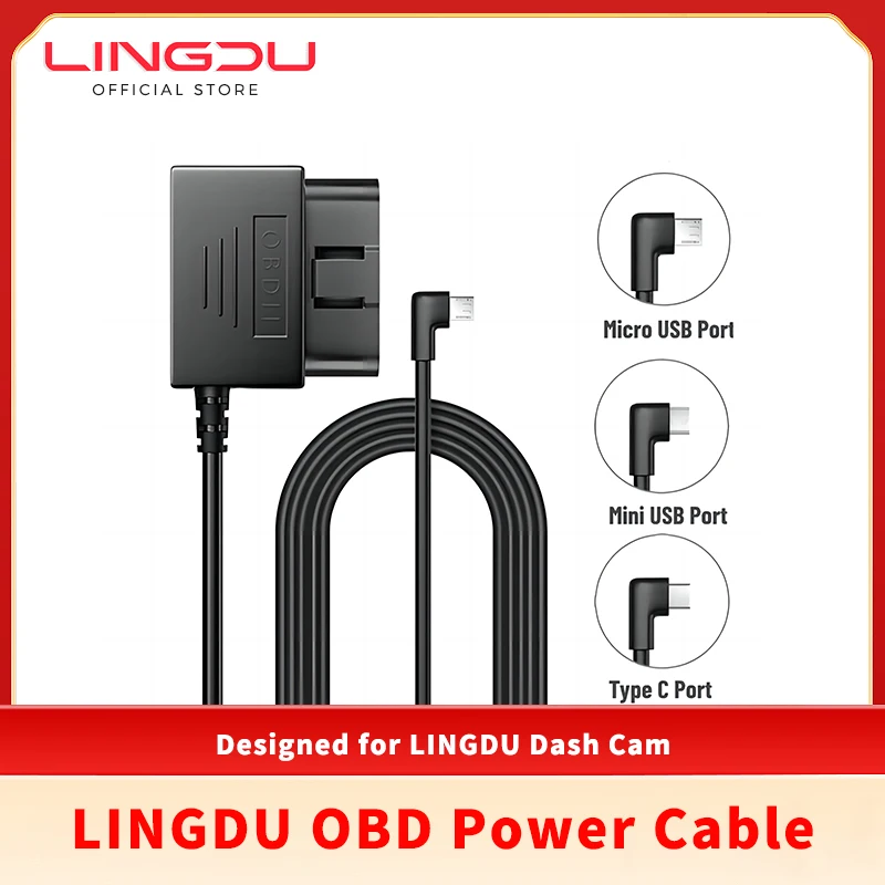 

LINGDU OBD Hardwire Kit Type C Port/Micro USB Port/Mini USB for LINGDU D500 LD06 Car Dash Cam Cable Charger 24H Parking Monitor