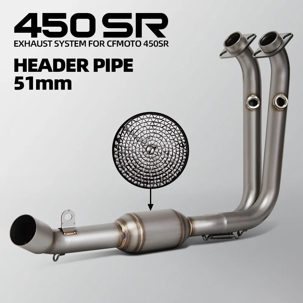 

450SRS Exhaust Headers Tube For CFMOTO 450SR-S 450 SR Single rocker arm 2022-2025 Motorcycle Exhausts Sport Racing Manifold 51mm