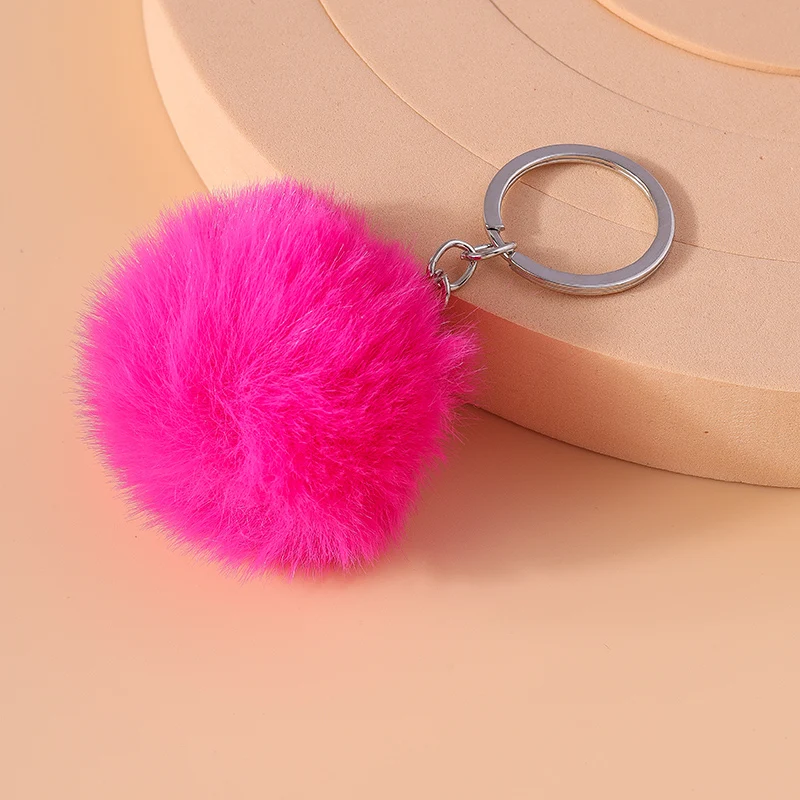 Mode Candy Farben Plüsch Ball Schlüsselbund für Auto Schlüssel Halter Frauen Mädchen Handtasche Anhänger Schlüsselanhänger Zubehör DIY Schmuck Geschenke – Detail 5