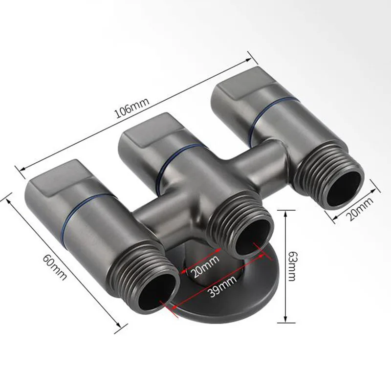 G1/2 Triangle Valve One Into Three Out Water Angle Valve Washing Machine Toilet Stop Valve Multi-function Tap image 3