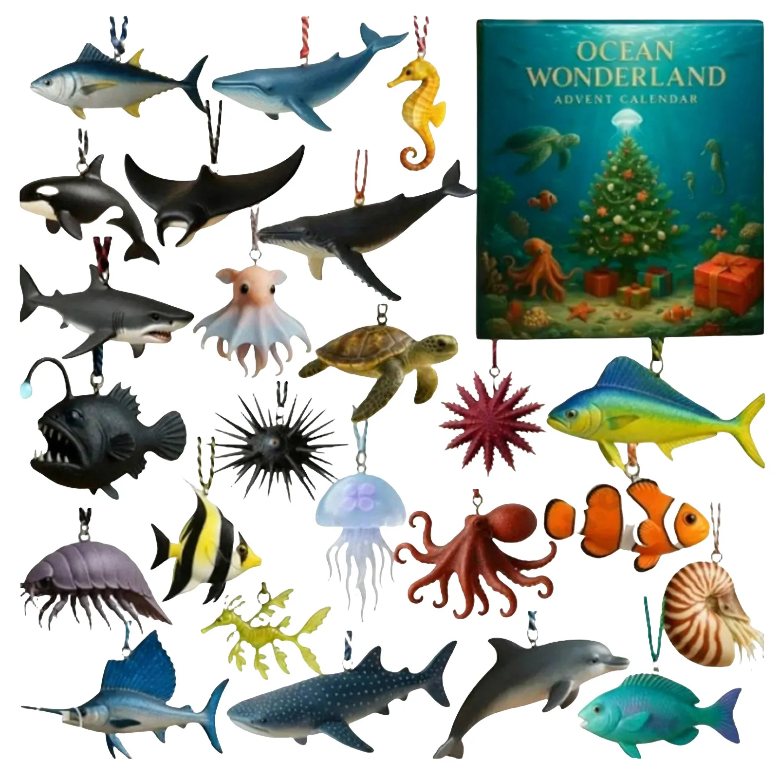 Moda diversão brinquedos crianças oceano calendário do advento natal 2025 contagem regressiva calendário do advento 24 dias festival suprimentos quente