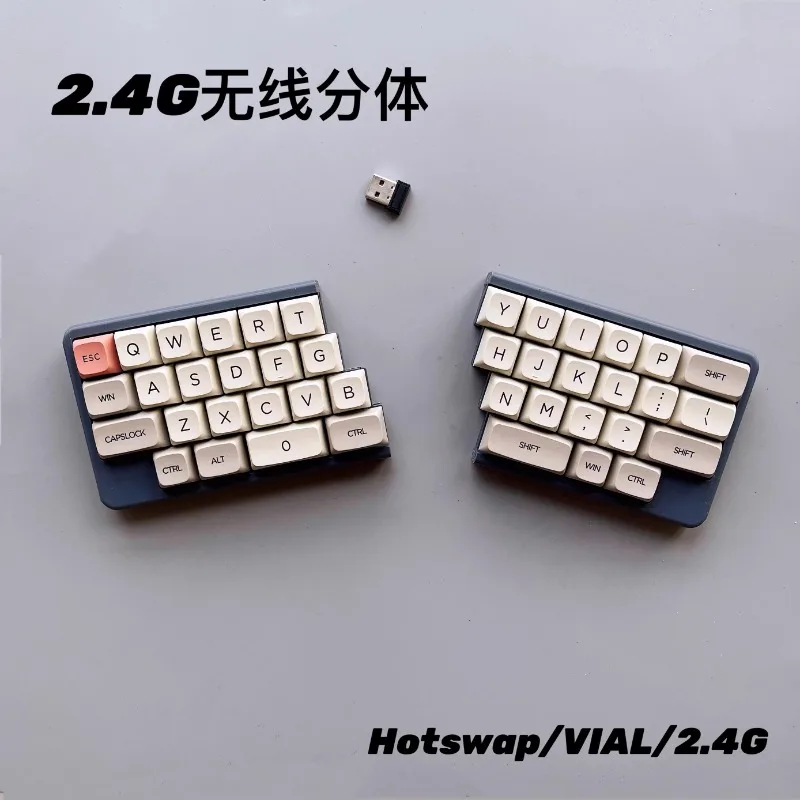 

40% Wireless Split Keyboard Kit Custom 2.4G Hot Swap Ergonomics Single Mode Split Keyboard for VIAL Left Right Hand Keyboard