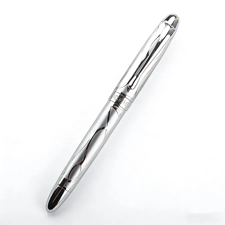 Hongdian 5010 Silver Carved Metal Fountain Pen Luxury Patterned Writing Pen for Office Business Gift