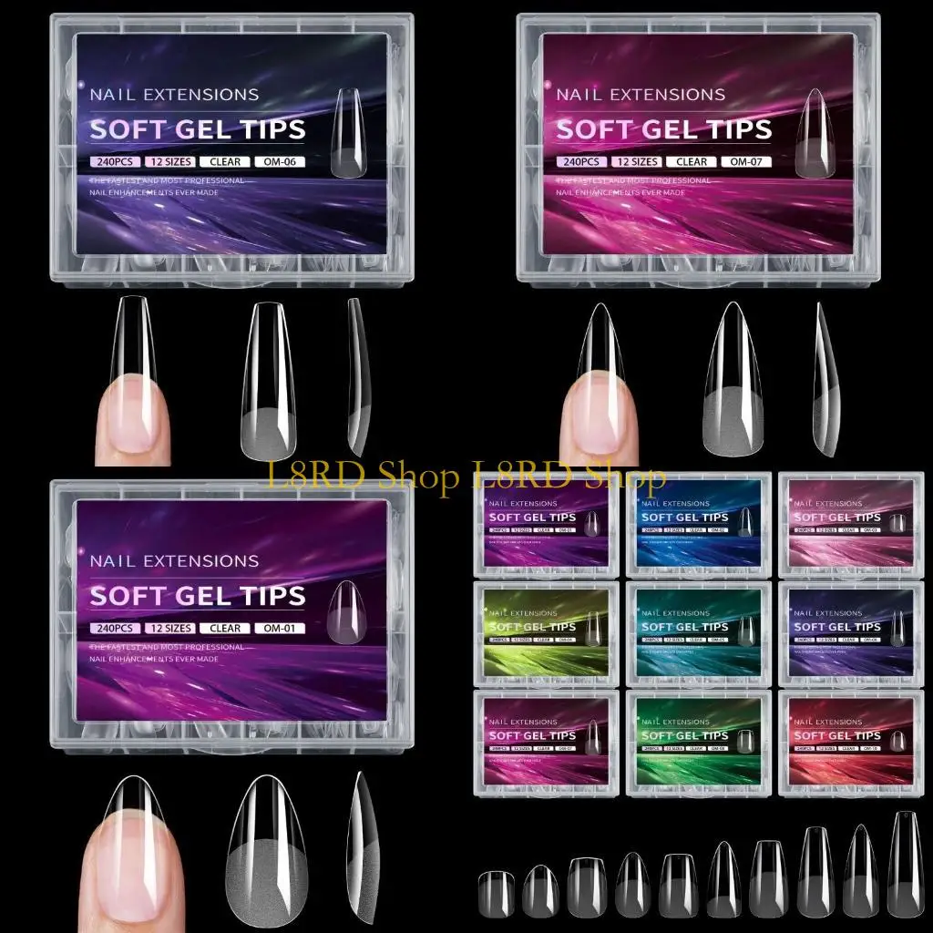 

-й прозрачный миндальный кончики ногтей 240 шт. Для элегантных акриловых ногтей.