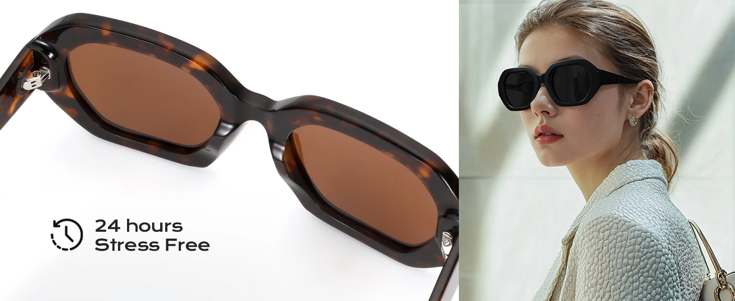 ZENOTTIC Damen-Sonnenbrille, handgefertigt, Acetat-Schmetterling, polarisiert, UV400-Schutz, quadratische Sonnenbrille, Geschenk für den Urlaub – Detail 5
