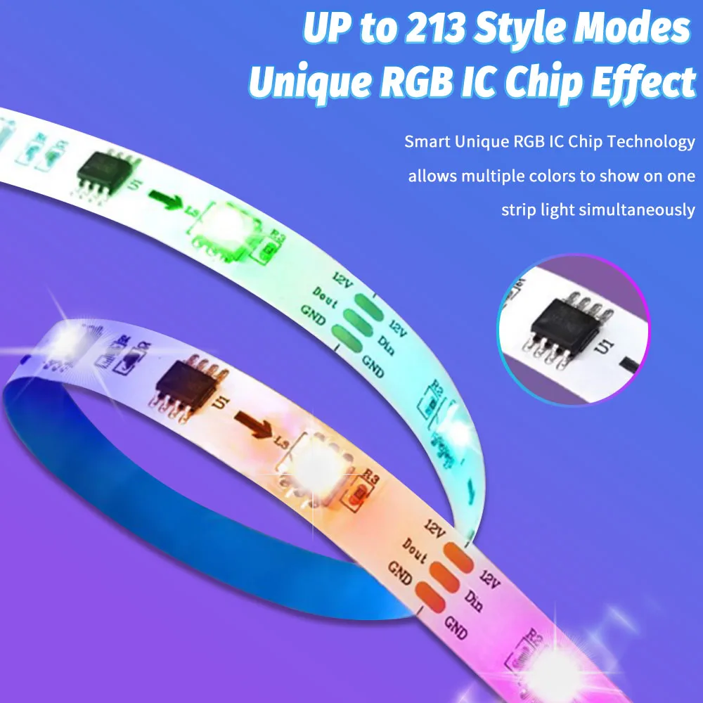 WS2812 5050 RGB IR Bluetooth Светодиодные ленты 1M-30M RGBW Светодиодная лента Подсветка телевизора Украшение комнаты Светодиодная лента Диод Гибкая лента