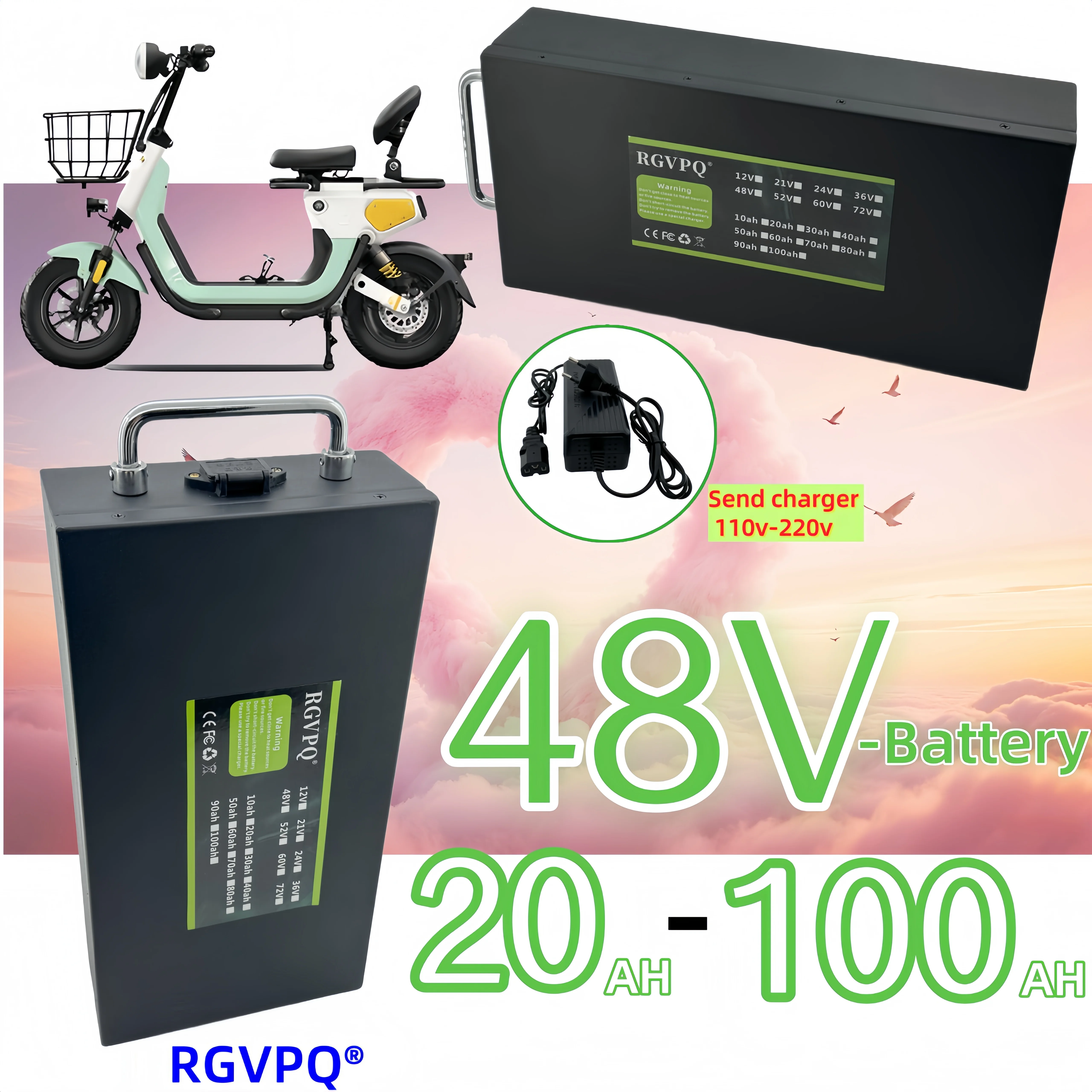

Air transportation, 100% brand new Harley 48V 20AH-100AH waterproof lithium power battery suitable for CityCoco electric scooter