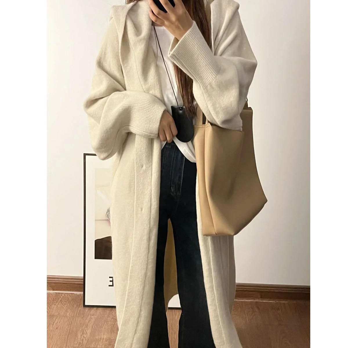 

Mid-Long Cardigans Elegante Womens Fall Print Knot Layer Ruffle Contrast Half-Neck Lady Pocket Front-Open Double-Breasted Tender